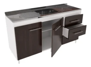 BAJO MESADA 1,40 C-ESTANTE BLANCO-WENGUE CONB BACHA BAJO MESADA 1,40 C/ESTANTE BLANCO/WENGUE