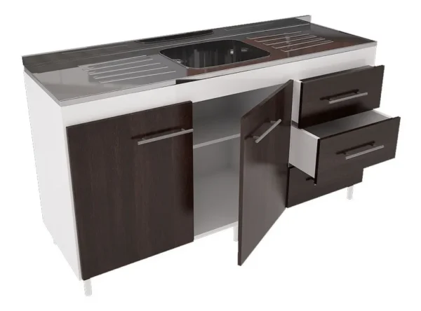 BAJO MESADA 1,40 C-ESTANTE BLANCO-WENGUE CONB BACHA BAJO MESADA 1,40 C/ESTANTE BLANCO/WENGUE