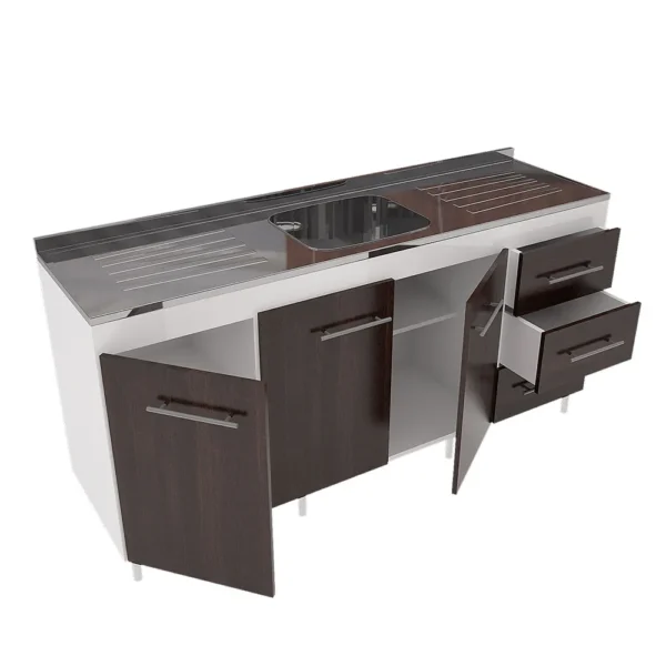 BAJO MESADA 1,60 C/ ESTANTE BLANCO/WENGUE